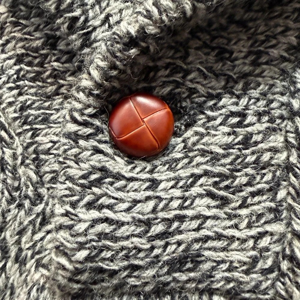 Vintage American Eagle Sweater Mens Large Gray Wool Blend Mock Neck Button‎ USA